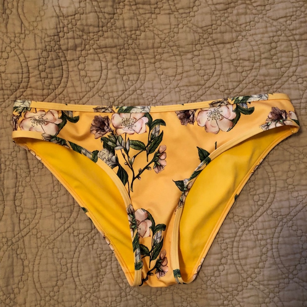 Yellow Floral Bikini Swim Bottoms